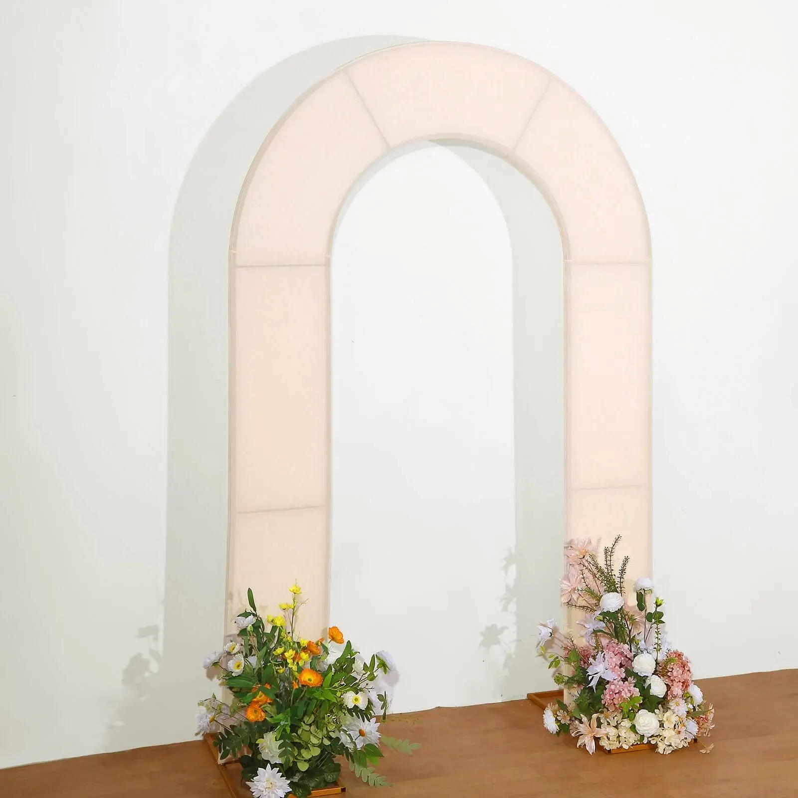 Blush Pink Spandex Fitted Open Arch Backdrop Cover - Double-Sided U-Shaped Wedding Arched Backdrop Slipcover for 8ft Wedding, Party Decor Supplies