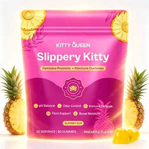 Natural Women Probiotic Gummies for pH Balance & Odor Control, Slippery Elm, Prebiotics & Lactobacillus, Pineapple 60 Gummies Tasty Hawaiian Pineapple Feminine Probiotic Gummies Vitamin Fitness Fitness Supplement