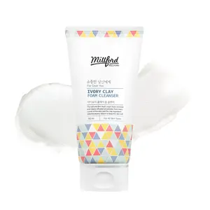 Millford Ivory Clay Foam Cleanser 150ml/5.1 fl.oz – Deep Pore Cleansing Facial Wash, Kaolin Clay + Glycerin Formula for Sebum Control, Oil Balance & Enlarged Pores, Korean Skincare for All Skin Types