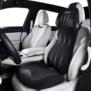 FLORICH Car Seat Cushion and Lumbar Support Headrest Pillow Memory Foam Ergonomic Car Cushion Back Neck Support Pillow Sciatica & Back & Tailbone Pain Relief Cushion for Car Seat Driving, Black