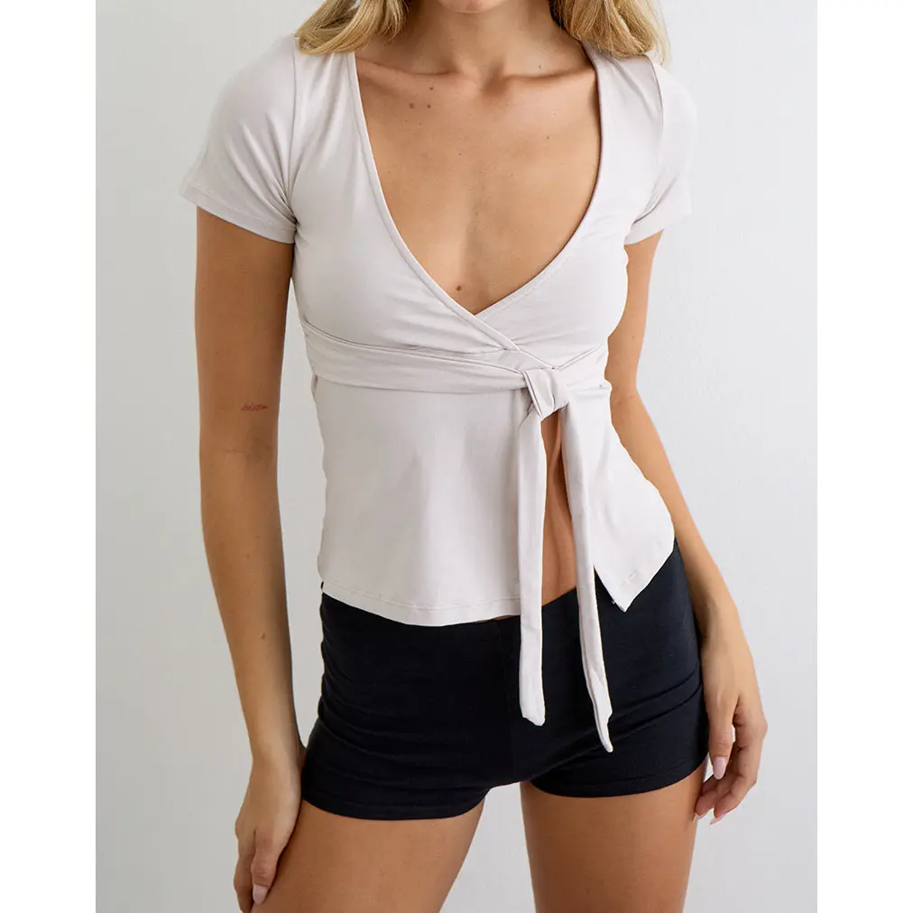 Elama Wrap Top in Cannoli Cream