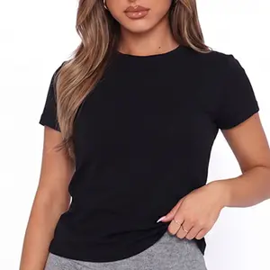 GetMeet Cotton Basic T Shirts for Women,Crew Neck Short Sleeve Summer Shirts,Solid Loose Fit Tshirt, Plain Workout Tops, Undershirts