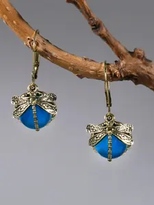 Creative Dragonfly Design  Artificial Gemstone Decor Dangle Earrings, Fashionable Jewelry for Women, Elegant All-match Fashion Accessories for Daily Wear