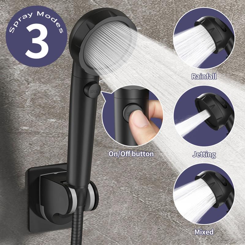Sink Hose Attachment for Faucet with 5 Adapters, Tub Faucet Sprayer Attachment, 3 Spray Modes Shower Head with ON/OFF Button, Filtered Shower Sprayer Attachment for Tub Faucet
