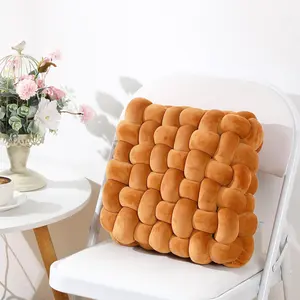 Soft Plush Cushion Pillow, Decorative Accent Pad for Sofa Home Office Living Room Bedroom Bed, 1 Piece Knot Shape Square, 12"x13"