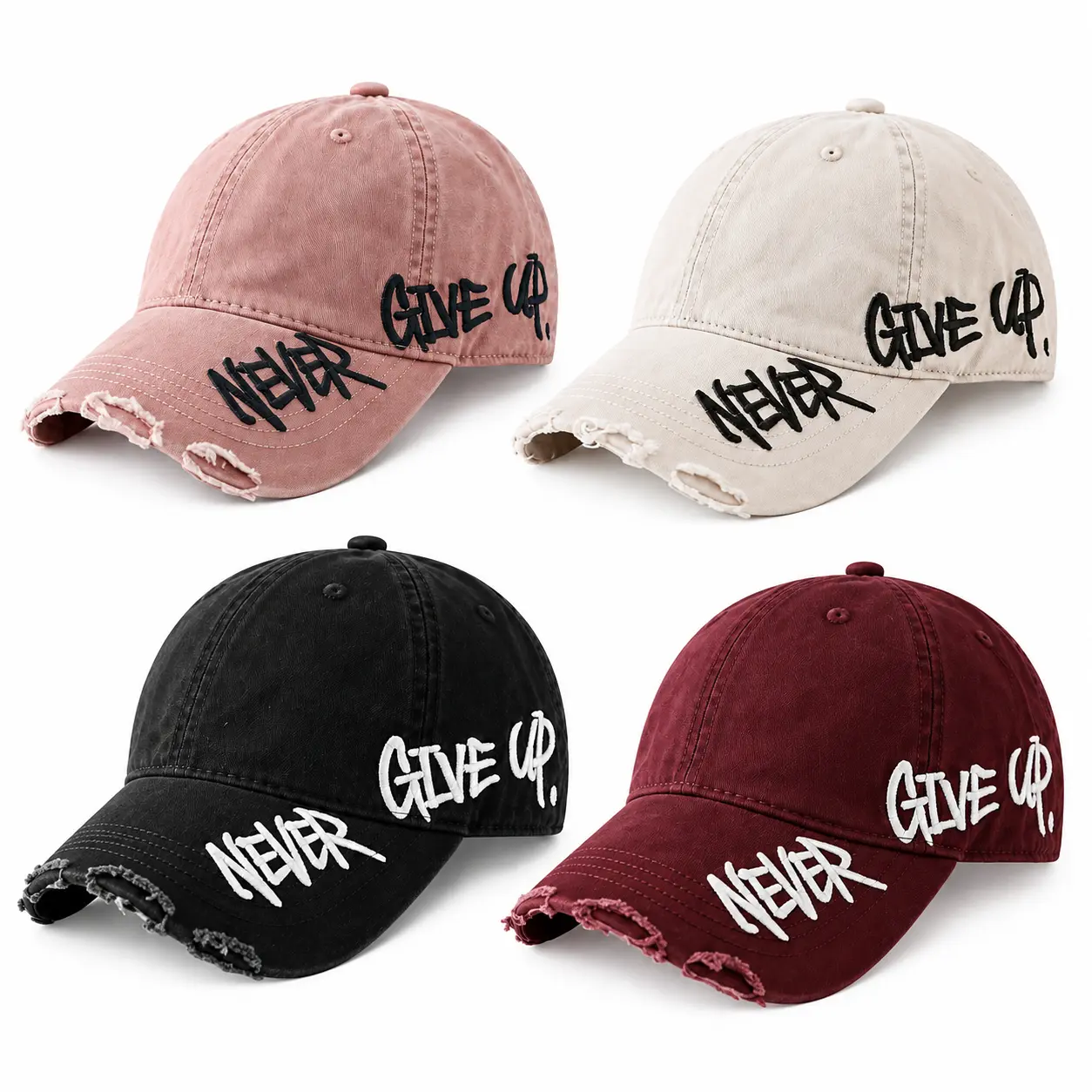 1PC Unisex Vintage Distressed Polyester Baseball Cap - Men's Hats with Bold Letter Embroidery, Curved Brim, Washed Dad Hat for Daily Outfits, Travel, 56-61cm Adjustable Streetwear TikTok Fashion Cap