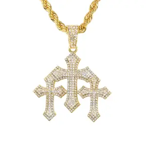 Casual Gold Metal Coating Cross Rope Necklace with Pendant, Ideal for Photoshoots