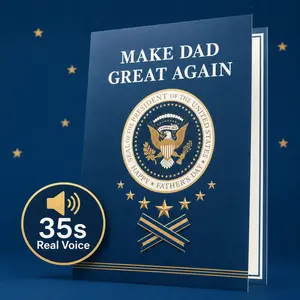 Funny Fathers Day Card with Sound, "MAKE DAD GREAT AGAIN",Funny Talking Card for Dad Husband Grandpa, 5x7 Best Dad Gift from Son Daughter Wife, Plays Real Voice 35-Second Audio