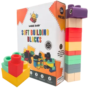 Big Soft Baby Blocks 20-Piece Toddler Building Toys with Booklet - Stimulate Mind and Motor Skills