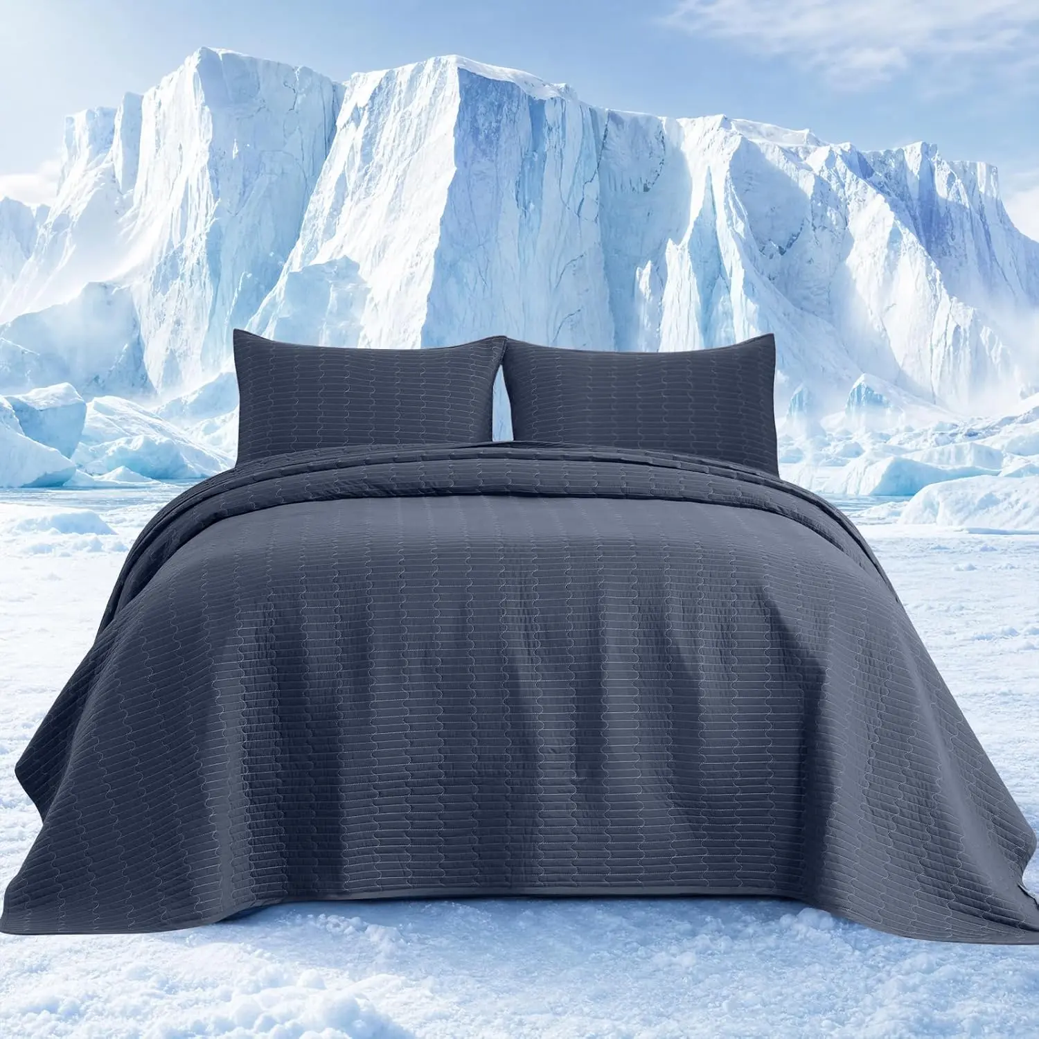 Cooling Quilt Bedspreads for Hot Sleeper,Q-Max>0.45 Lightweight Summer Comforter Absorbs Heat to Keep Adults Cool for Night Sweats,Cloud Quilt with 2 Shams for All Season