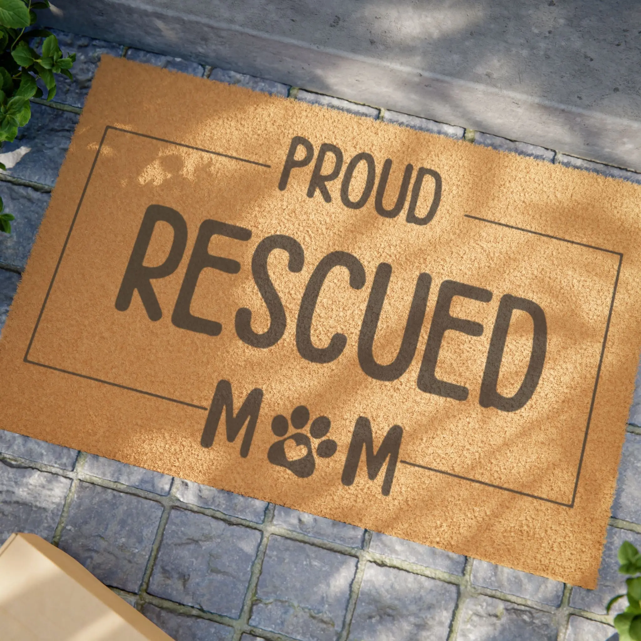 Doormat - Proud Rescued Mom DoorMat, Animal Shelter Donation