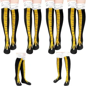 4 Pair Chicken  Socks,25.6 Inch Chicken  Over The  Sock,Novelty Funny Crazy Socks for Adult,Women,Men,Teen,Xmas Gifts