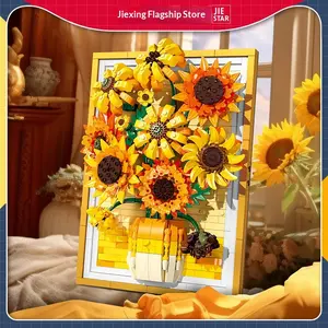 Floral Sunflower Architecture Set - Plant Collection Picture Frame Art Home Mini Building Blocks or Adult Teen Wall Decor Architecture Set - 1011 Pieces