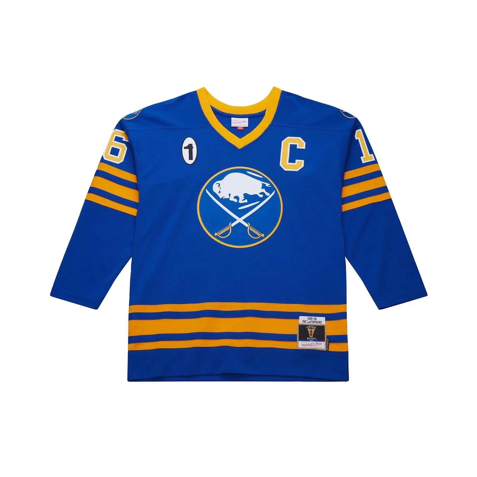 Pat LaFontaine Buffalo Sabres 1995-96 Royal Captain Power Play Jersey NHL Throwback Hockey Fan Gear Mitchell & Ness