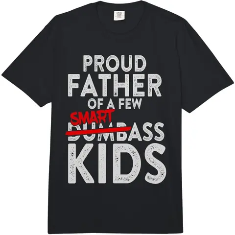 Men's Short-Sleeve 100% Cotton Skeleton Dad Graphic Round Neck Regular Fit T-Shirt - Breathable Heavyweight Comfort Cloth Top, All Seasons Father's Day Gift with Smartass Kid Nod (Proud Dad Tee, Graphic Print)