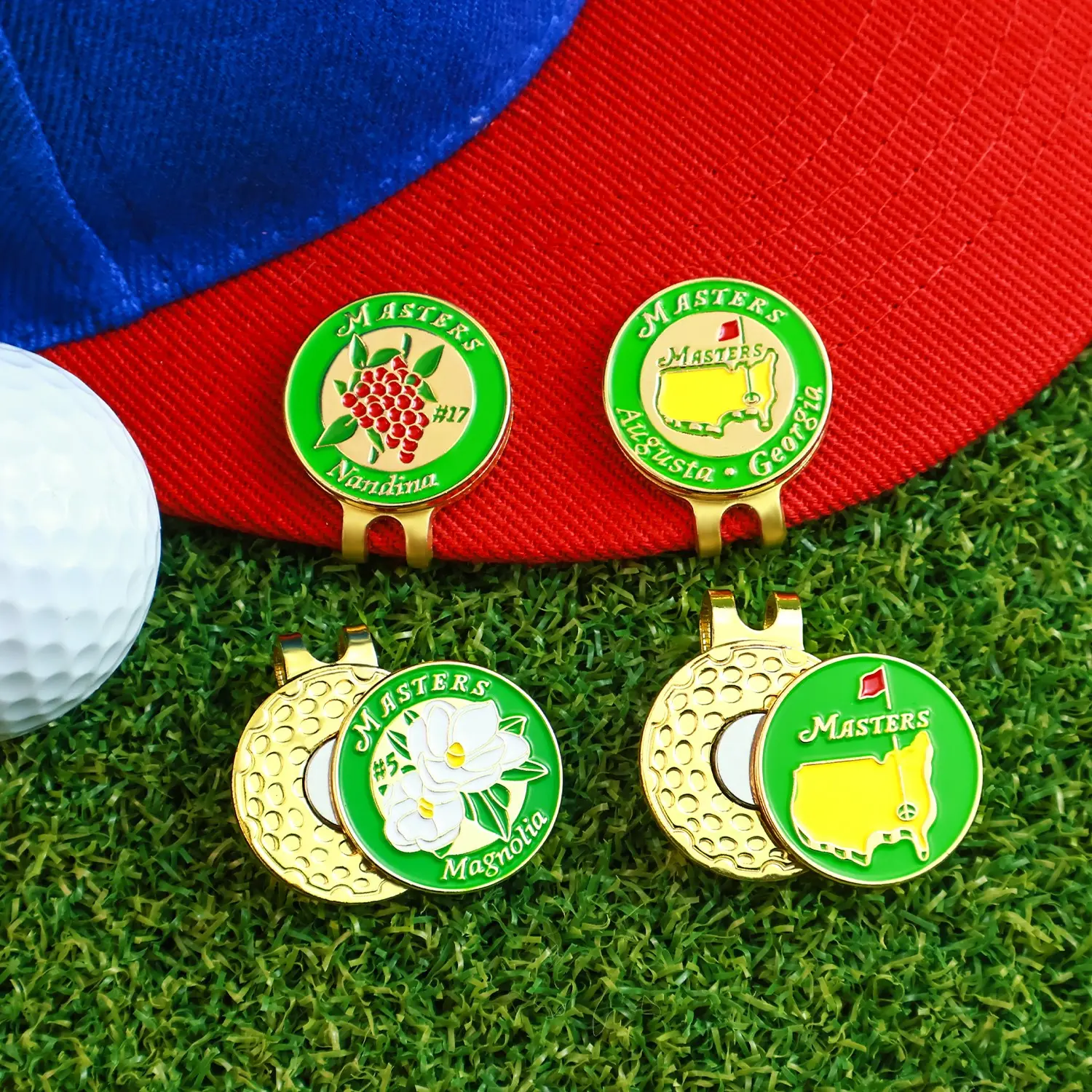 Golf Ball Markers with Hat Clips, 4 Counts Gift Set, Golf Gift Accessory, Golf Accessories for Men, Ideal for Golfers, Dads, Boyfriends, Husbands, Perfect for Birthdays & More!