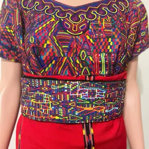 Size:M Conjunto de Huipil, Corte, y Faja Sublimado Indumentaria Maya Ixil de Guatemala Traditional Design for Cultural Events and Authentic Maya Ixil Clothing Women's Summer Top Blouse