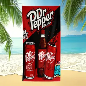 Dr. Pepper Graphic Beach Towel For Kids And Adults For Beach Days, Pool Parties And Travel