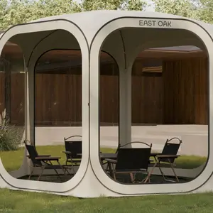 EAST OAK Portable Pop-Up Screen House Tent, Instant 10x10 FT Canopy Room with Carry Bag for Patio, Backyard, Deck, and Outdoor Activities, Beige EAST OAK