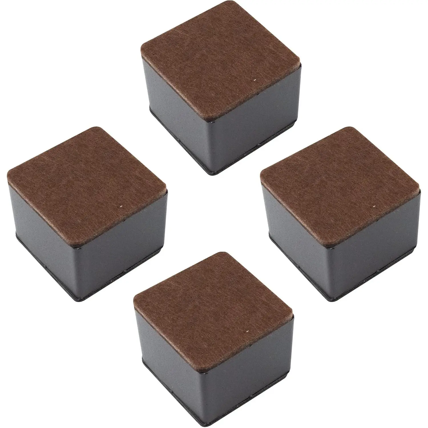 2 Inch Self-Adhesive Furniture Riser, Square Carbon Steel Bed Table Sofa Lift Heavy Duty Bed Riser, Adds 2 Inch Height with Felt Pad (4Pcs/Black)