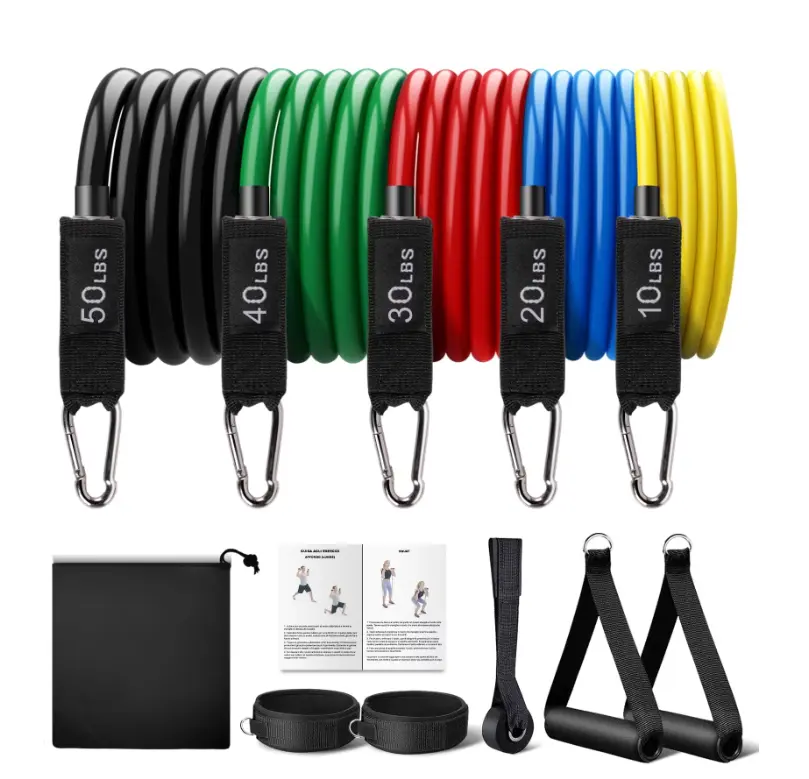 Adjustable Unisex Resistance Exercise Bands (Up to 150 Lbs) - Functional Home Gym Equipment with Door Anchor & Handles for Strength Workouts, Yoga
