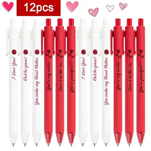 12-Pack Romantic Rose Print Ballpoint Pens | Red Ink, Smooth Writing, Ideal for Love Notes, Gifts for Her/Him, Valentine'S Day Gifts, Ballpoint Pen Set