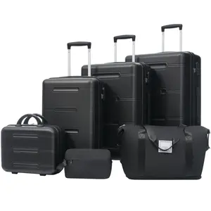 Luggage Set 6 Piece Lightweight Hardshell Suitcase with Double Spinner Wheels Handle Password Lock,14 IN Cosmetic Case 20/24/28 IN Luggages with Duffel Bag and Toiletry Bag