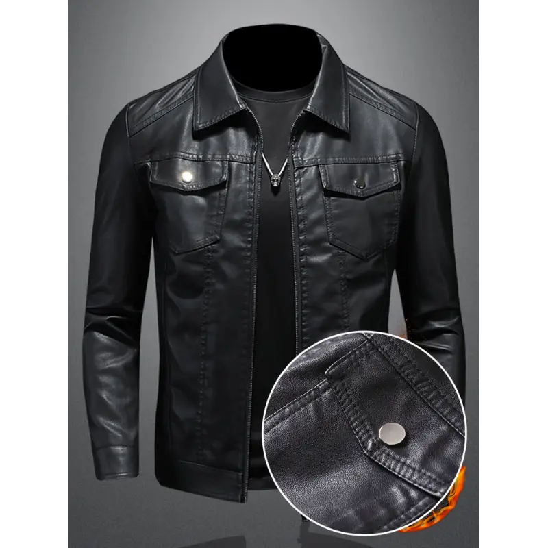 [Compact Size] Men's Slim Fit Jacket - Trendy Korean Style with Fleece Lining, Zipper Closure & Multiple Pockets for Fall and Winter Warmth