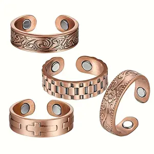 Adjustable Copper Rings for Women and Men - Magnetic Jewelry with 2pcs Strong Magnets, Thumb Ring, Fingers Ring - Perfect Gift for Mom, Dad, Wedding, Birthday