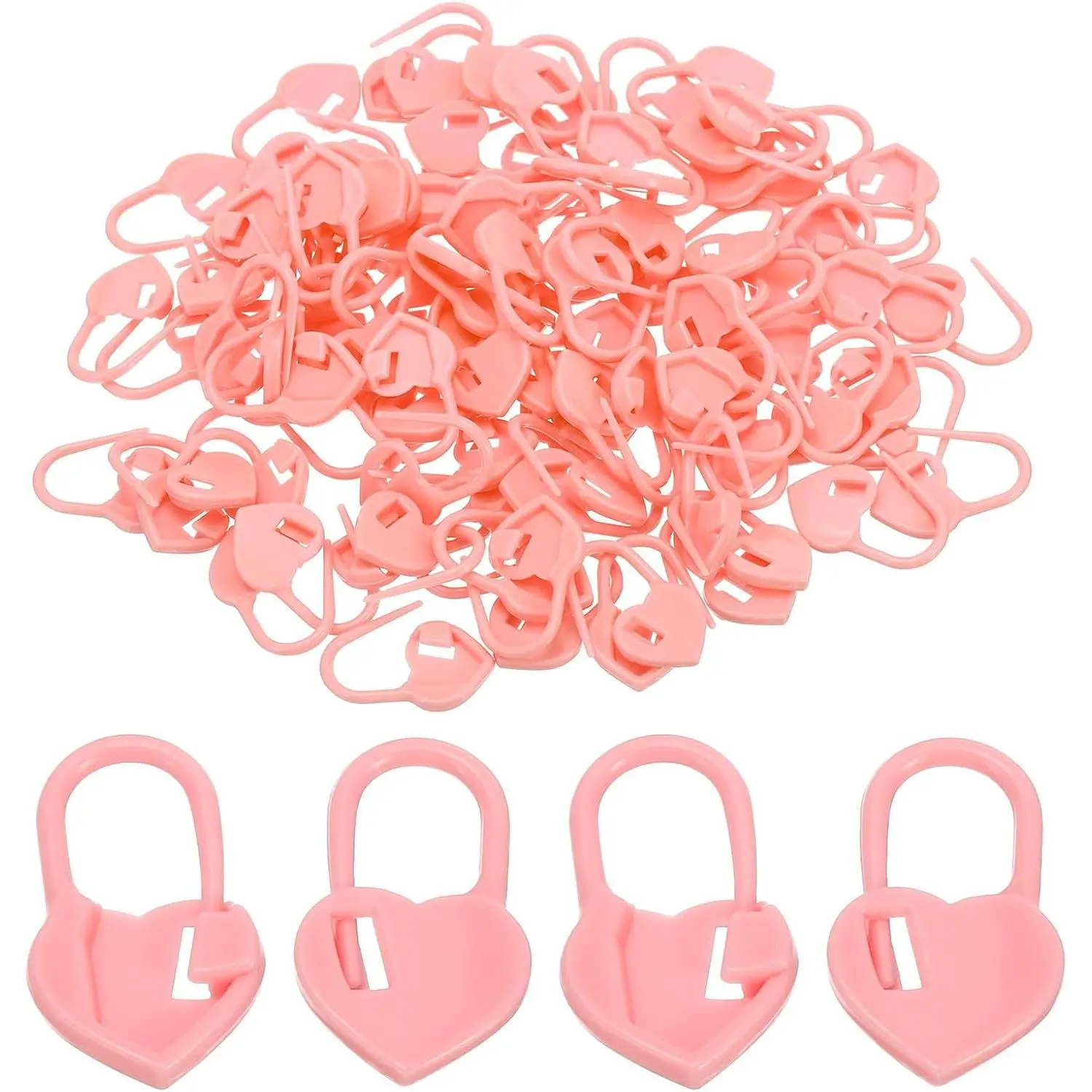 Crochet  Markers, 100 Pack Plastic Knitting Markers  Pin Heart Locking  Marker for Sewing Crocheting DIY Craft,