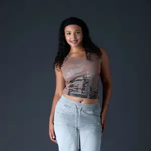 Street Style Distressed Tank | Ribbed Knit Graphic Vest for Women