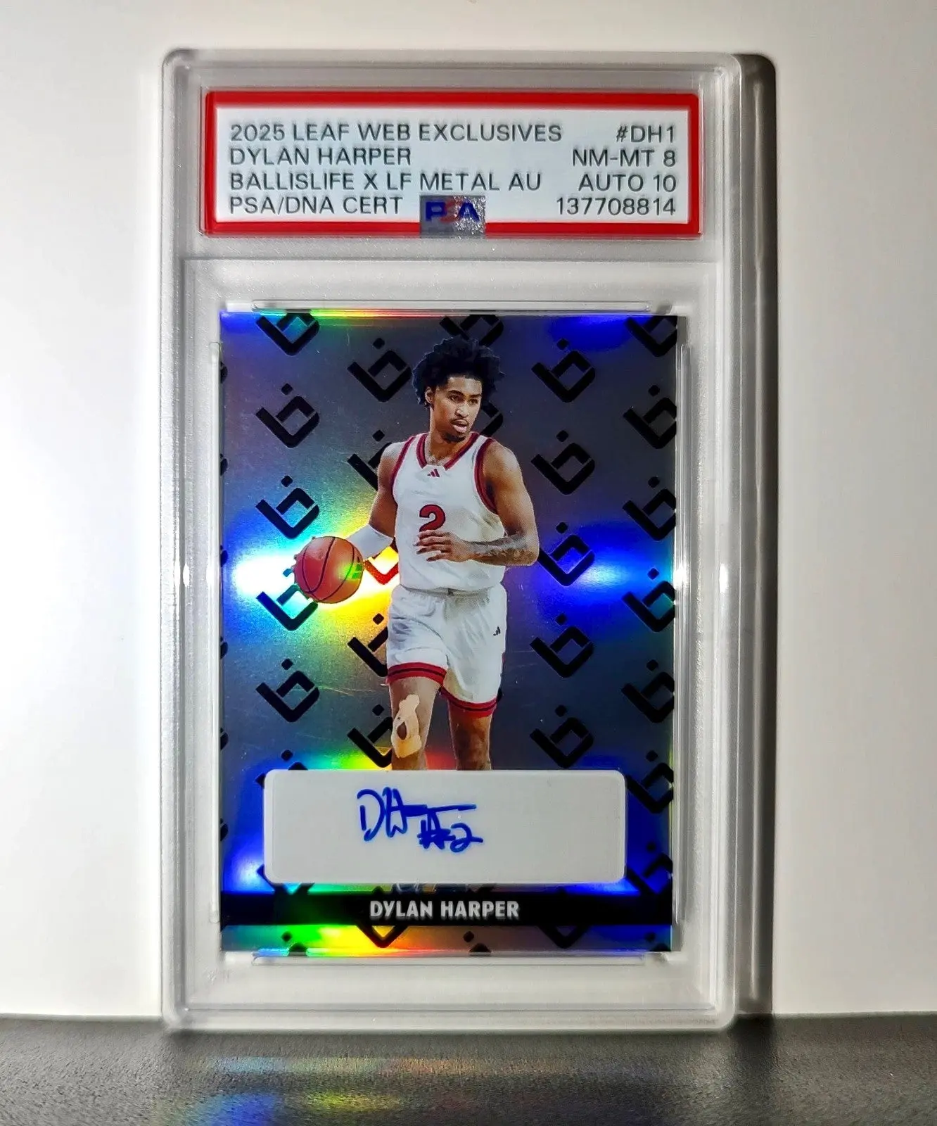 Dylan Harper 2025 Leaf Metal #BILA-DH1 Refractor PSA 8 Auto 10