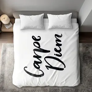 360 Stand King Size Duvet Cover - Carpe Diem Shapes, Modern Design, Microfiber Face, for King Size Bed, Stylish Textile Bedding Linen