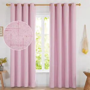 Deconovo Linen Room Darkening Window Curtains Drapes for Bedroom Windows, 63 Inch Long, Blackout Curtains for Bedroom, Living Room, 2 Panels blackout curtain