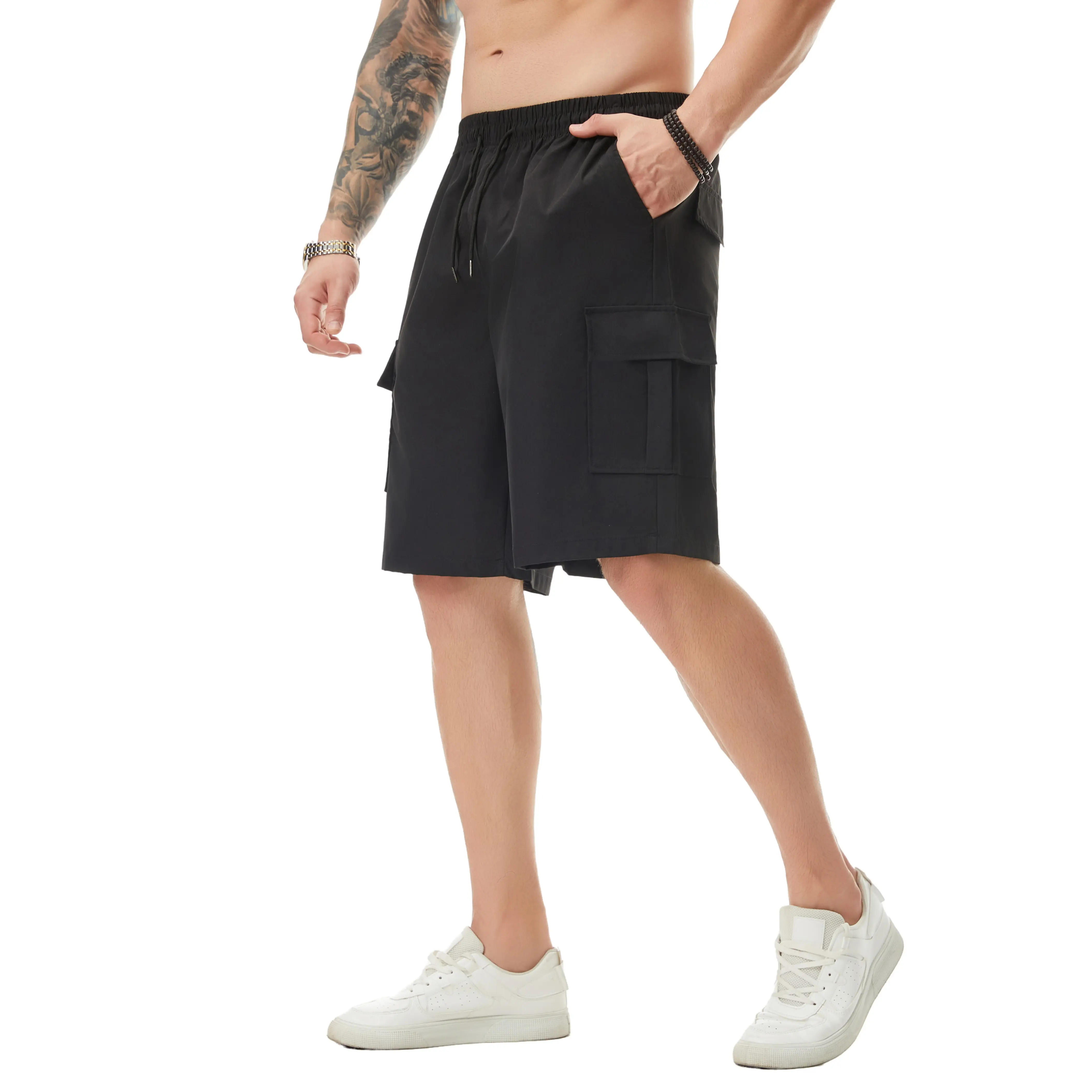 Men's Casual Cargo Shorts with Multi-Pocket Design, 4classic colors Elastic Waist,Versatile & Stylish for Daily Outings, Menswear Tropical Plain Plain Plain