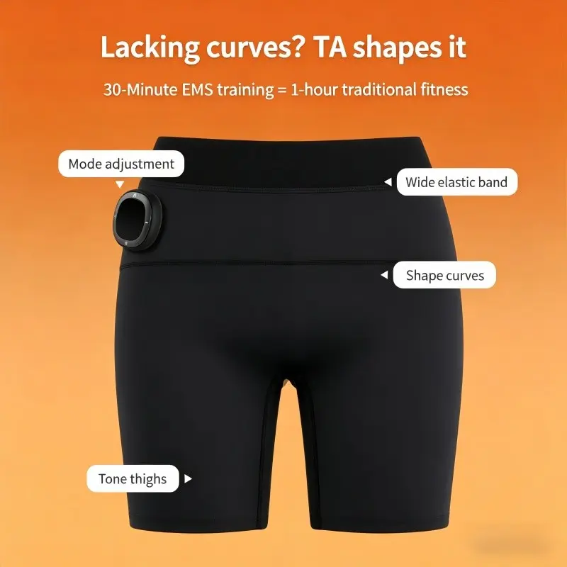EMS Smart Massage Yoga Pants, 8 modes, 30 intensity levels, 3 temperature heat settings, multi-area massage, machine washable, available in M/L sizes. Perfect gift for women for massage, hip lift, and shaping.
