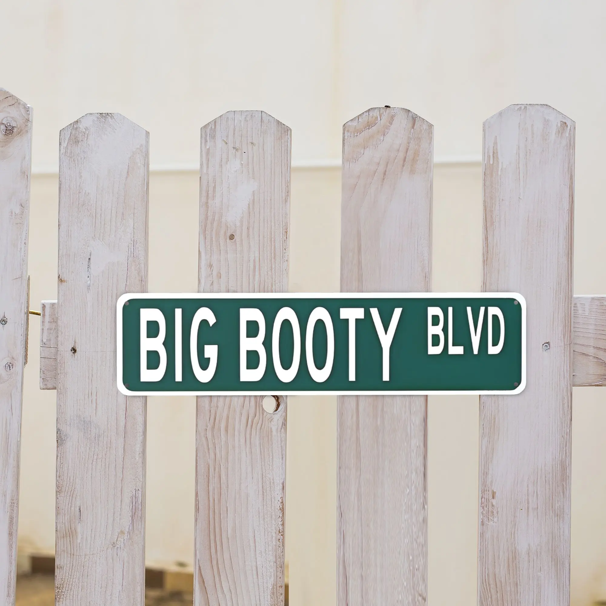 "Big Booty Blvd" Funny Street Style Metal Sign - Humorous Novelty Wall Decor for Bedroom, Living Room, Man Cave, 4x16 Inch Aluminum Safe for Indoor/Outdoor Use Wooden Sign Porch Signs