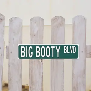 "Big Booty Blvd" Funny Street Style Metal Sign - Humorous Novelty Wall Decor for Bedroom, Living Room, Man Cave, 4x16 Inch Aluminum Safe for Indoor/Outdoor Use