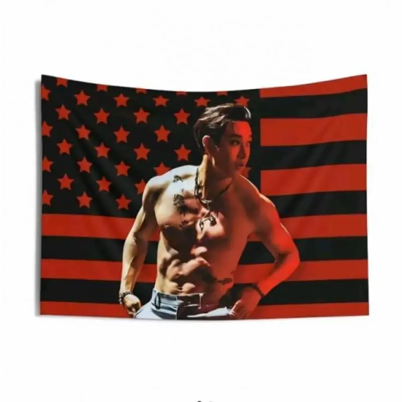 SKZ Bang Chan American Flag Fabric Tapestry, 3x5FT, HD Prints, Vivid Colors, Custom Kpop Merch, Skz Dominate Tour Concert Decor, Room Decoration Gift for Stays