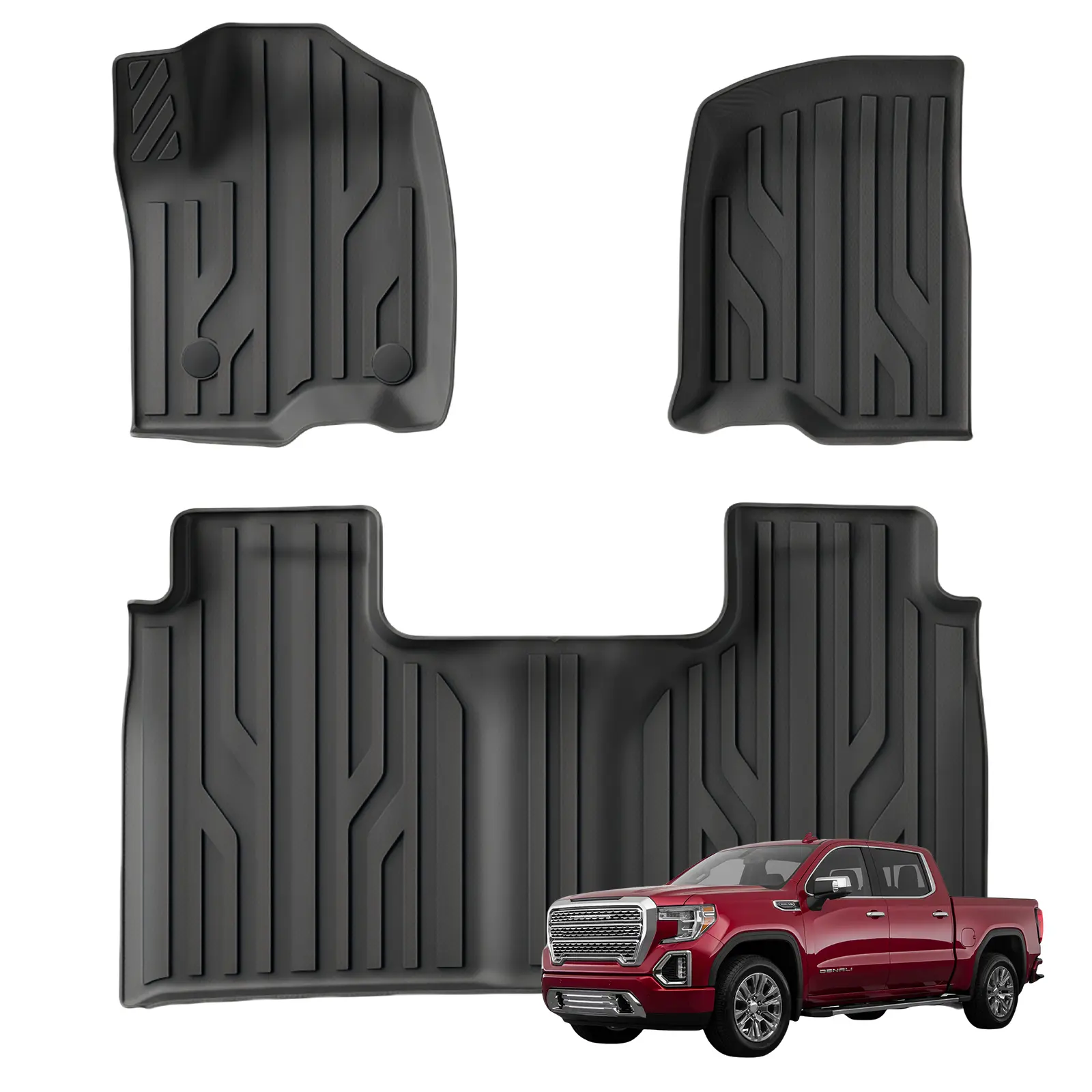 Floor Mats for Chevy Silverado/GMC Sierra 1500 Crew Cab (2019-2025) & 2500HD /3500HD Crew Cab(2020-2025),Eco-Friendly TPE Material