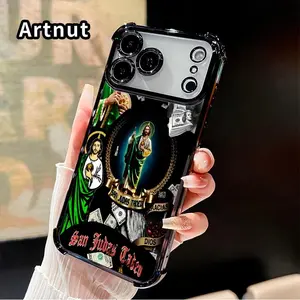 Saint and Dollars Pattern Phone Case Compatible with iPhone 17 Pro Max 16 15 Plus Air 14 13 12 11 E Featuring Strengthened Four Corners Soft Back for Drop Protection