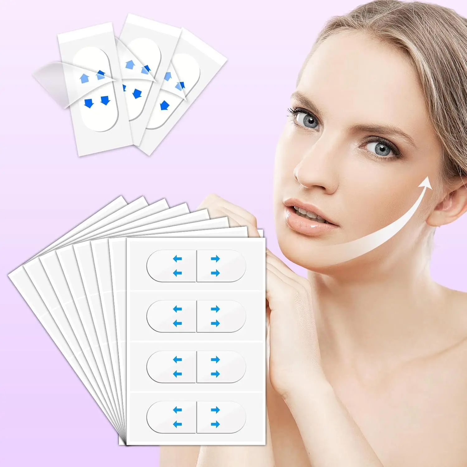 68PCS Invisible Face Lift Tape V Line Neck Chin Skin Tightening Strips