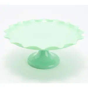 Martha Stewart 11" Round Jadeite Colored Glass Cake Stand