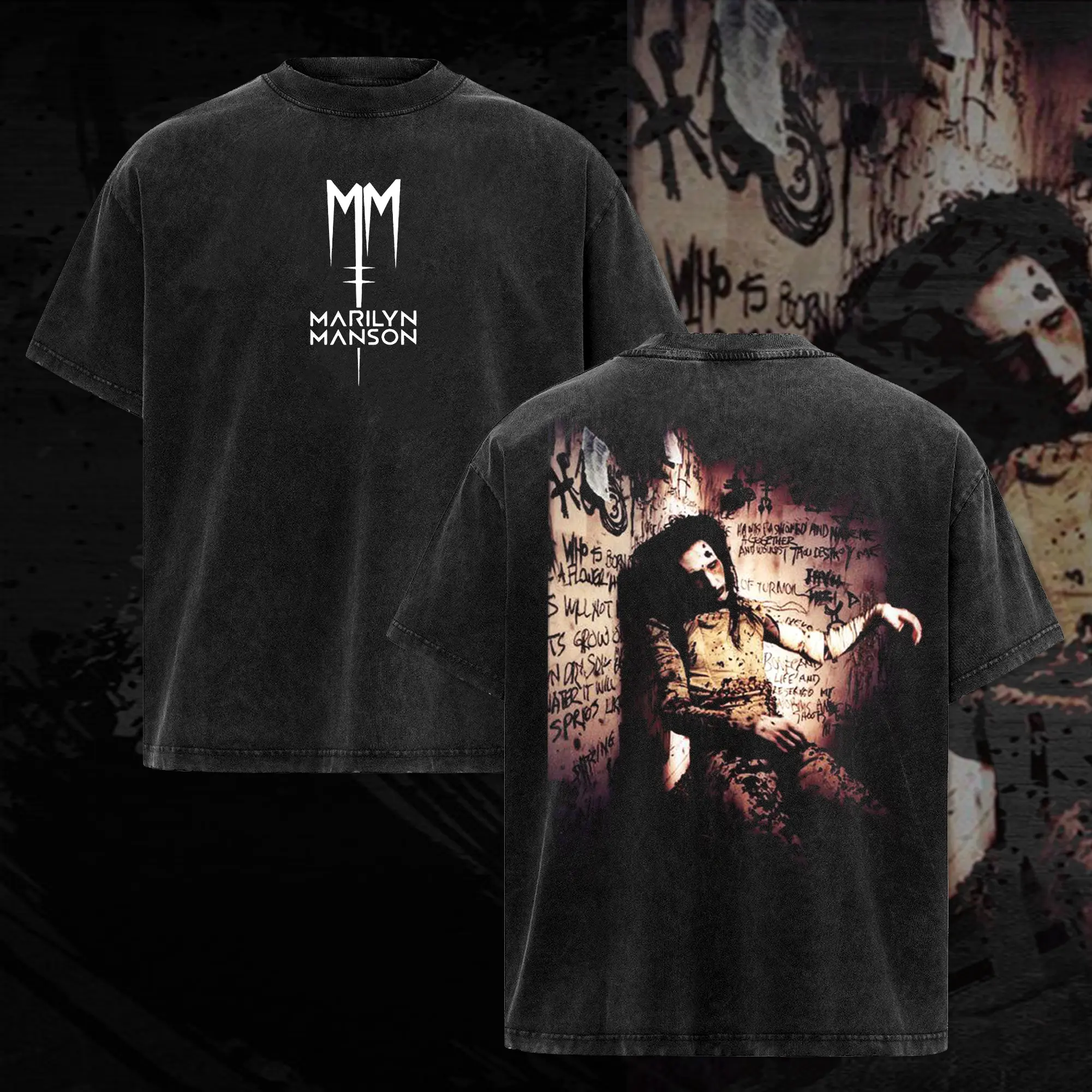 Vintage marilyn manson t shirt, metal band shirt, rock tour t 