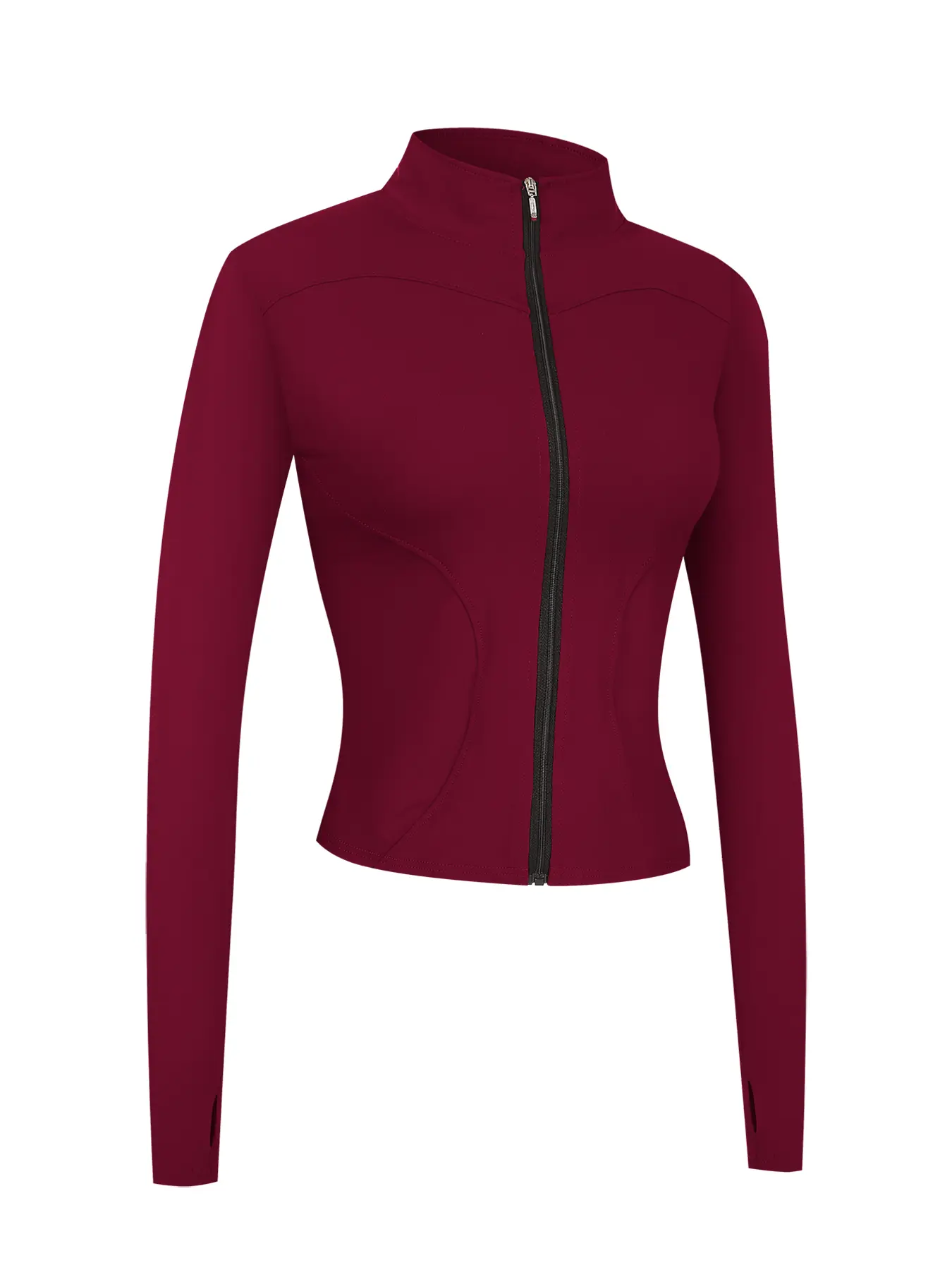 Women's Slim-Fit Full-Zipper Sports Jacket, Rich Maroon Stylish Active Outerwear for Workout & Casual Days, Comfortable Versatile Sports Coat