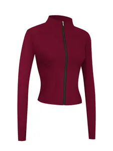 Women's Slim-Fit Full-Zip Sports Jacket in Rich Maroon Stylish Active Outerwear for Workout & Casual Days Comfortable & Versatile