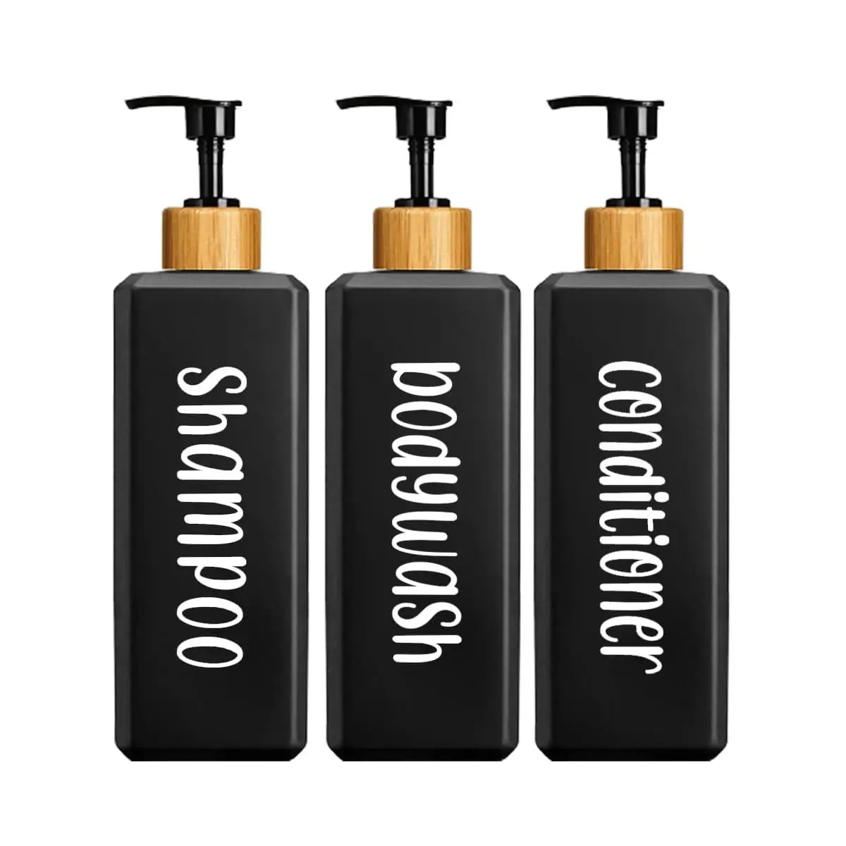500ml Shampoo Conditioner Dispenser, 3 Counts/set Empty Refillable Travel Shampoo Soap Bottle, Modern Simple Smooth Body Wash Shower Gel Pump Dispenser, Bathroom Accessories, Bathroom Organizer, Summer for Gift, Boyfriend Gifts