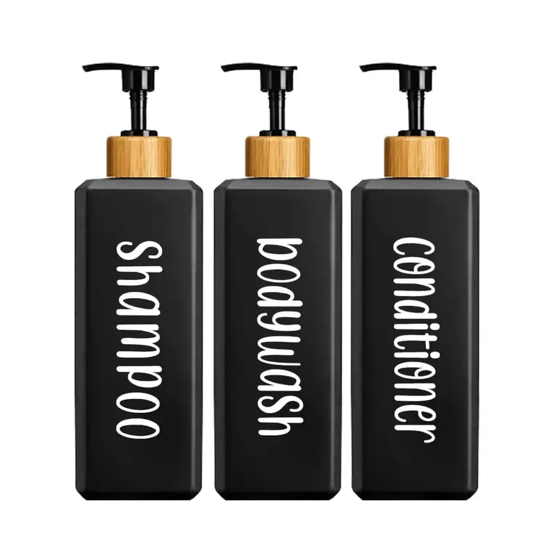 500ml Shampoo Conditioner Dispenser, 3 Counts/set Empty Refillable Travel Shampoo Soap Bottle, Modern Simple Smooth Body Wash Shower Gel Pump Dispenser, Bathroom Accessories, Bathroom Organizer, Summer for Gift, Boyfriend Gifts