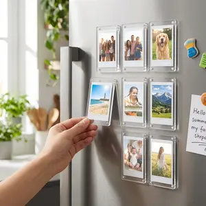 10 Pack Acrylic Fridge Magnetic Frame Clear Fridge Magnetic Photo Frame Double Sided Refrigerator Magnet Picture Frames for Mini Instant Photos 2.36x3.54inch