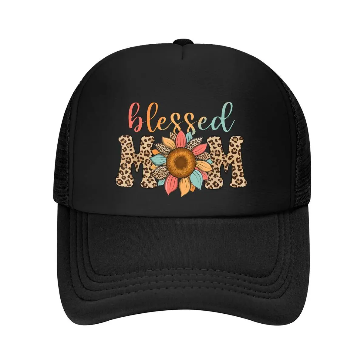 Women's Mama Baseball Cap, Leopard Print Sunflower Mesh Hat, Breathable UV Resistant Outdoor Accessory, Casual Mothers Day Gift, Daily Wear, Machine Washable, Fashion, Uv Resistance, Durable, Sunflower Motif, Sports, Mesh Fabric, Classic, Uv Shielding